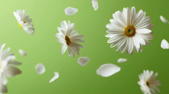 White daisy flower petal green background nature bloom dreamy floral scene calm