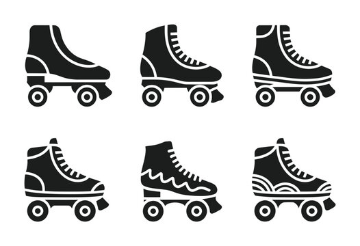 Vector of classic roller skates in various designs for skating
