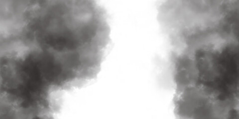 Black Smoke Clouds Border Isolated on White Background Realistic Steam Fog Mist Frame for Graphic...