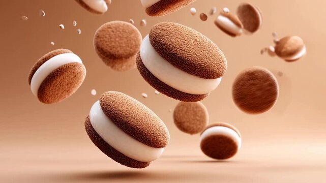 Cookie cream dessert sweet snack biscuit sandwich background indulgent cookie cream sweet snack
