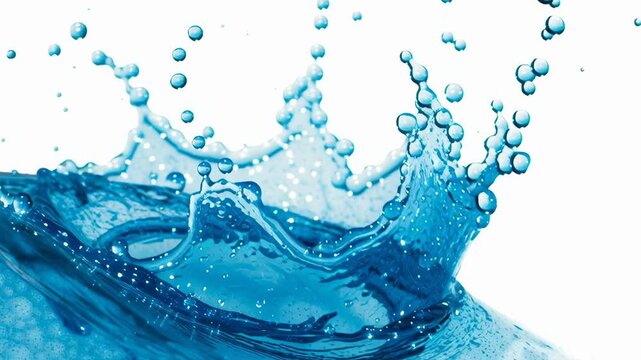Water splash droplet crown liquid blue wave motion energy clean fluid dynamic wave