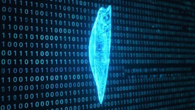 Cyber security shield on screen.