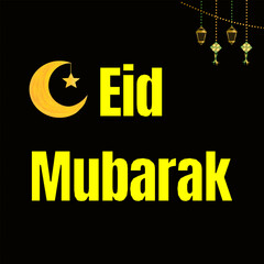 Vector Text Illustration of Eid Mubarak greeting card.