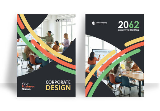 Business Report Cover Template &ndash; Colorful  Geometric Layout (A4)	
