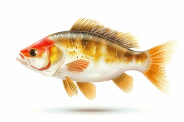 Fototapeta premium Fish 3d realistic icon, mackerel draw shape, fishing symbol, tuna silhouette, salmon sign, color fish