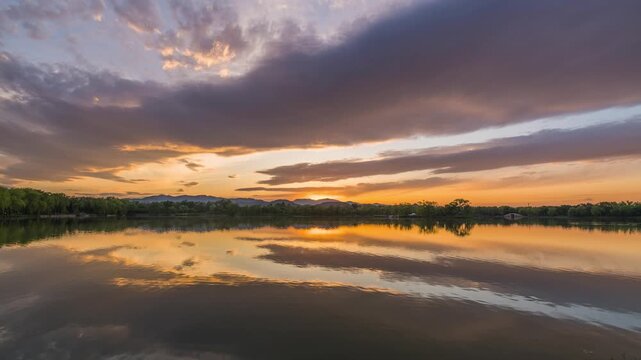 Sunset Clouds Time-lapse at Old Summer Palace, Beijing, China