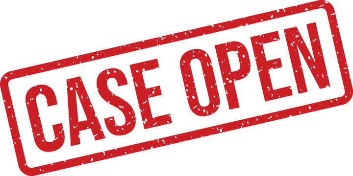 The vibrant red rubber stamp clearly indicates CASE OPEN signifying an active investigation or ongoing matter