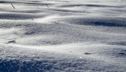 Close Up of Wind Blown Snow Ripples Texture on Frozen Winter Field Surface