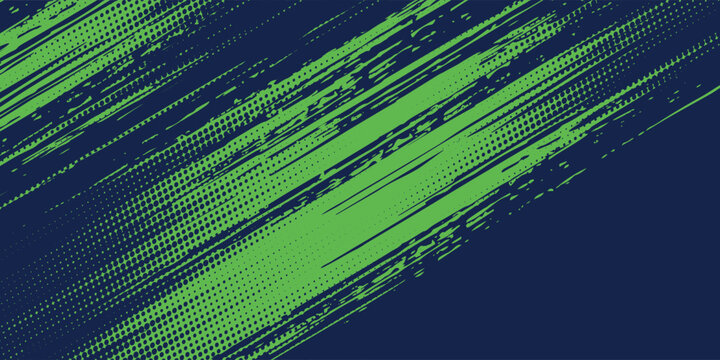 Abstract dynamic brush strokes background, lime green and navy blue grunge paint texture, energetic diagonal lines for sports design, racing, and urban poster.