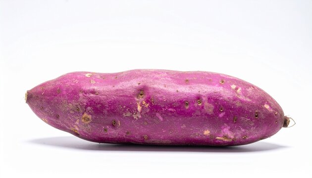 Fresh Whole Purple Sweet Potato Isolated on White Background