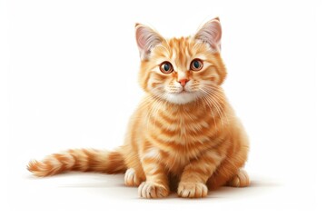 Fototapeta premium Cat drawing, kitten symbol, kitty isolated, draw pet, cat on white