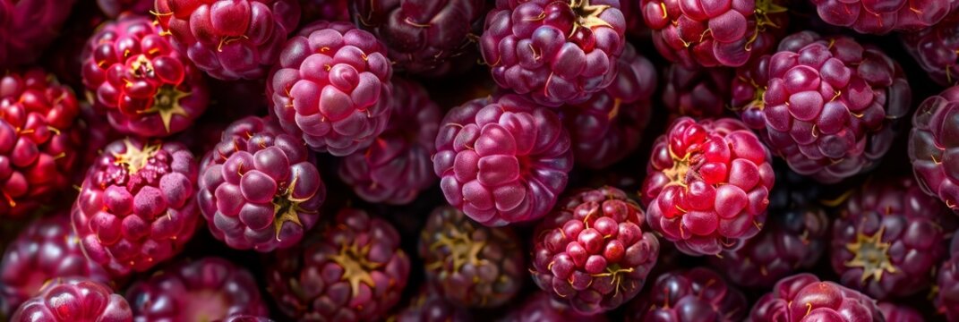 Loganberry texture background, Rubus loganobaccus fruits pattern, many logan berry mockup