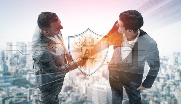 AI cybersecurity safeguards systems with encryption, access control, and AI secure data flow. Futuristic cyber security featuring AI digital shield, zero trust and AI threat detection system. Corpus