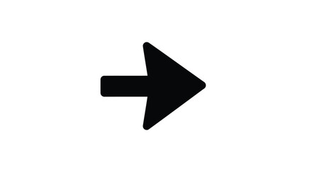 A bold black arrow pointing to the right with a triangular tip and rectangular base