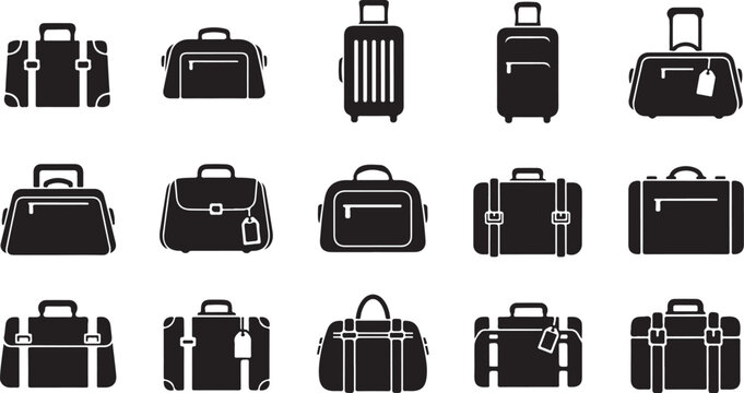Collection of various luggage and travel bag icons