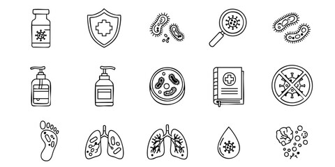 Fototapeta premium Medical icons illustrate health, hygiene, and disease prevention concepts