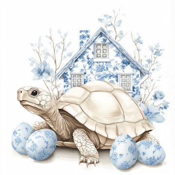 easter turtle with eggs