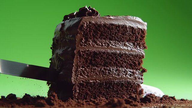 Cutting a decadent chocolate layer cake