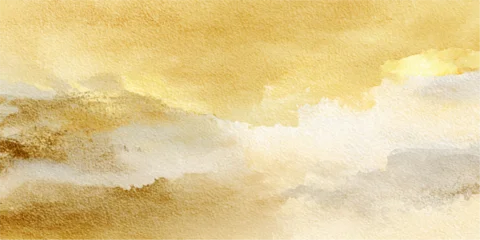 Fototapeten Beige Abstract watercolor landscape bathed in warm, golden tones, suggesting a sense of calm and ethereal beauty.  © Queality Full