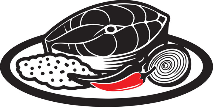 Panta Ilish Traditional Bengali Food Pohela Boishakh Festival Vector Illustration