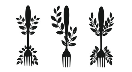 Elegant cutlery arrangements with floral details a striking silhouette © IMkM00i76