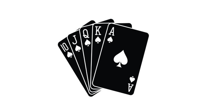 Royal flush in spades a classic hand of playing cards silhouette