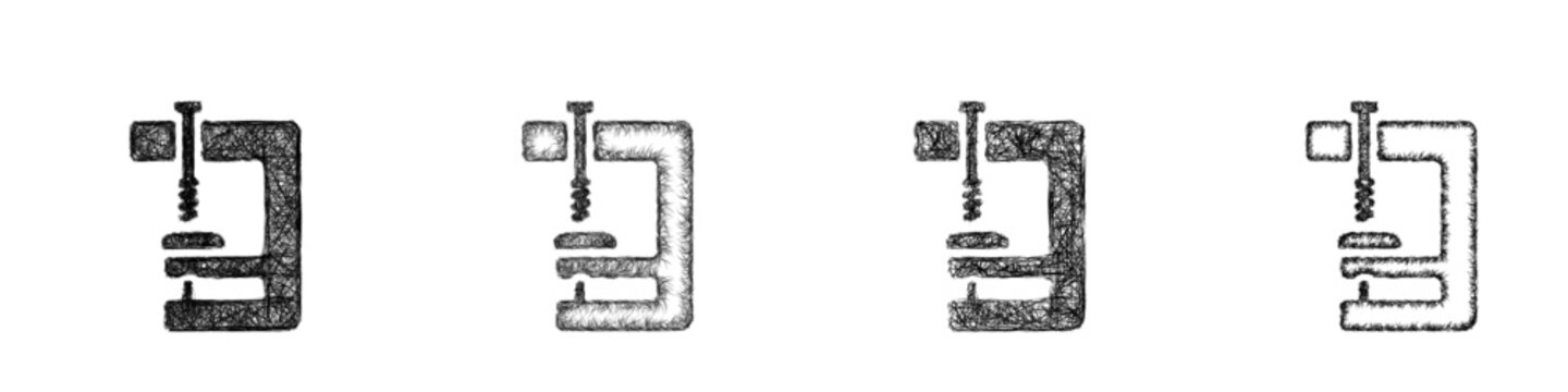 Sketch clamp icon design set