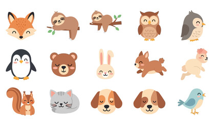 Fototapeta premium Collection of cute cartoon animals