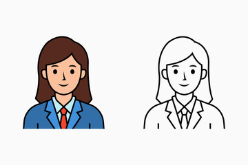 Fototapeta premium Minimal Girl Icon – Cute Female Avatar Symbol