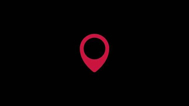 Map pointer icon set with pin symbols for navigation and location markers 4k animated on black background
