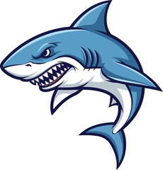 Naklejka premium angry shark head vector illustration with sharp teeth flat design