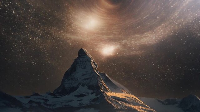 Cosmic mountain range digital artwork of stellar event in outer space