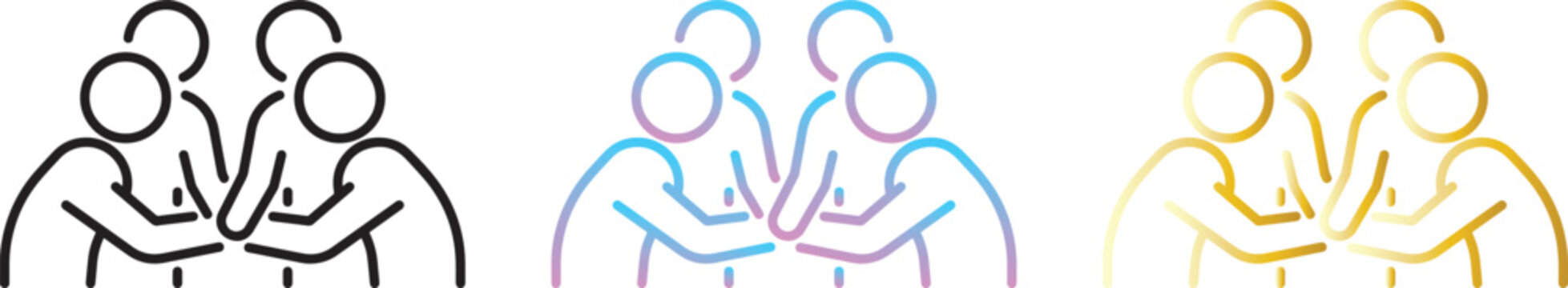 team group icon vector outline four people business collaboration meeting teamwork corporate professional editable stroke isolated web app symbol sign graphic design.