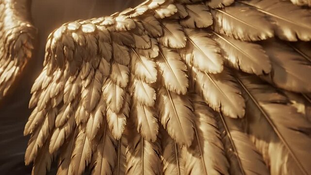 Golden Angelic Wings Extended in a Stormy Rainlit Sky with Dramatic Lighting