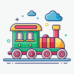 Naklejka premium Playful Kiddie Train Ride Vector Illustration