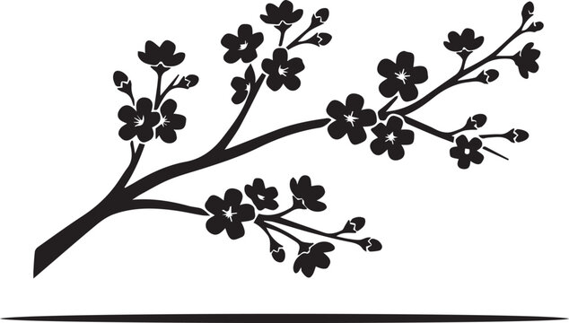 Japanese Cherry Blossom Sakura Branch Silhouettes