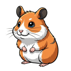 Obraz premium A cute orange and white hamster with big eyes isolated on transparent background