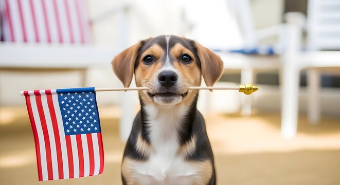 Patriotic pup celebrates memorial day with american flag