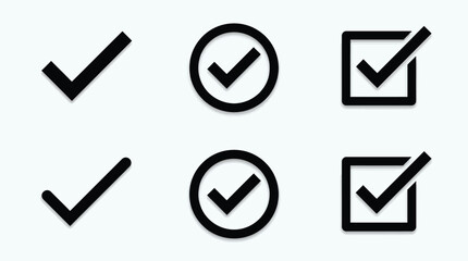 Checkmark icons set including tick marks and checkboxes in various styles and combinations © MR7