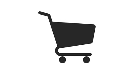 Simple black silhouette of a shopping cart icon on a white background © Tm Studio
