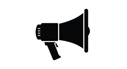 Simple black silhouette of a vintage handheld megaphone © Tm Studio