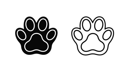 Obraz premium Two contrasting paw prints a black filled and a white outlined design