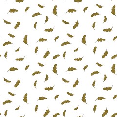 Seamless Pattern with Hand Drawn Oak Leaves in Autumn Colors, Minimalist Forest Foliage Texture for Fall Decor and Seasonal Branding