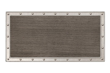 Obraz premium wooden frame with metal border isolated on white