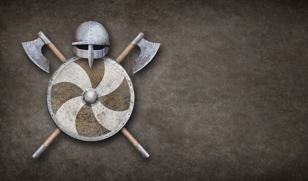 old viking weapon on grunge background