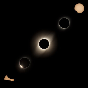 Composite square image of the total solar eclipse phases