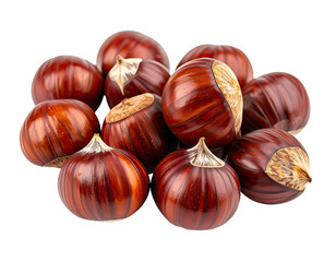 Obraz premium A pile of glossy brown horse chestnuts with pointed caps