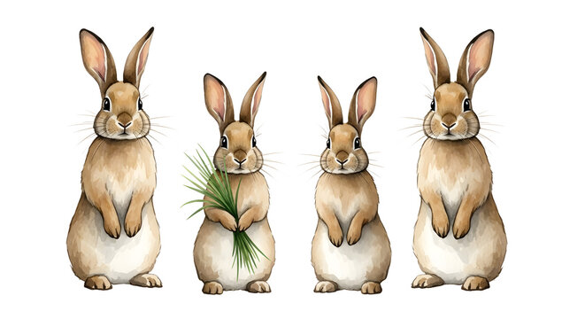 Easter bunny rabbits png image isolated on transparent background