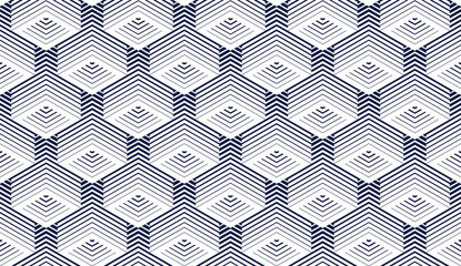 Plakat 3D cubes seamless background, abstract tiling endless pattern with blocks, cubic optic construction wallpaper, surreal op art surface modular abstraction.