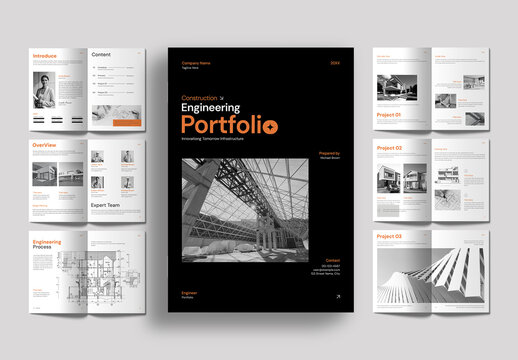 Construction Engineering Portfolio Brochure Layout